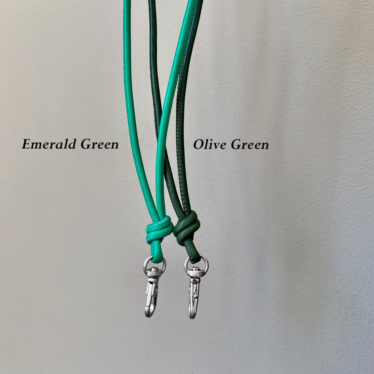 green lamb nappa leather lanyard steel swivel clip
