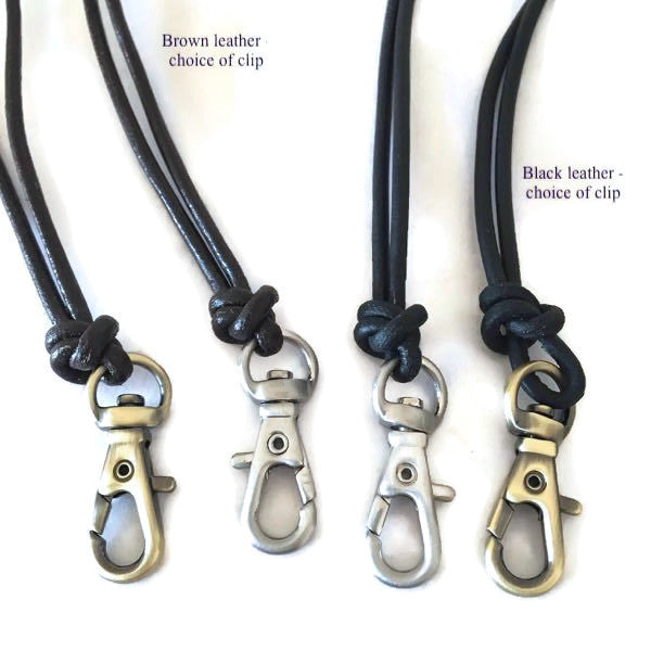 Adjustable Leather Cord Lanyard and clip