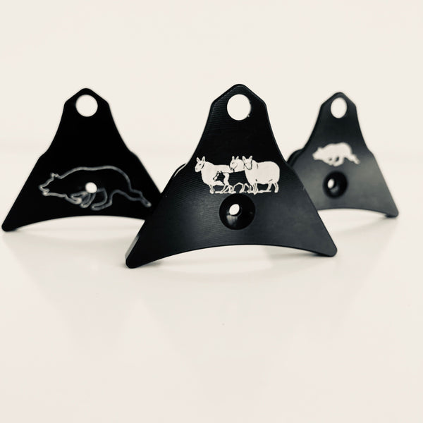 Engraved Logan Ventura black sheepdog whistles - sheep and border collie designs 