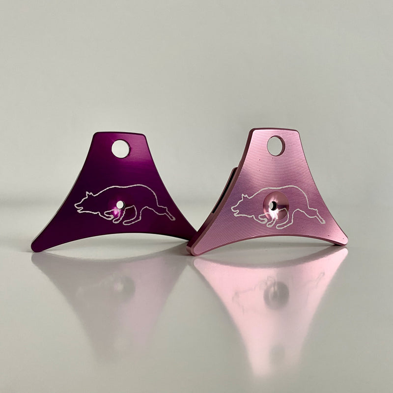 Engraved Logan A1 Aluminium Sheepdog Whistles in pink and purple