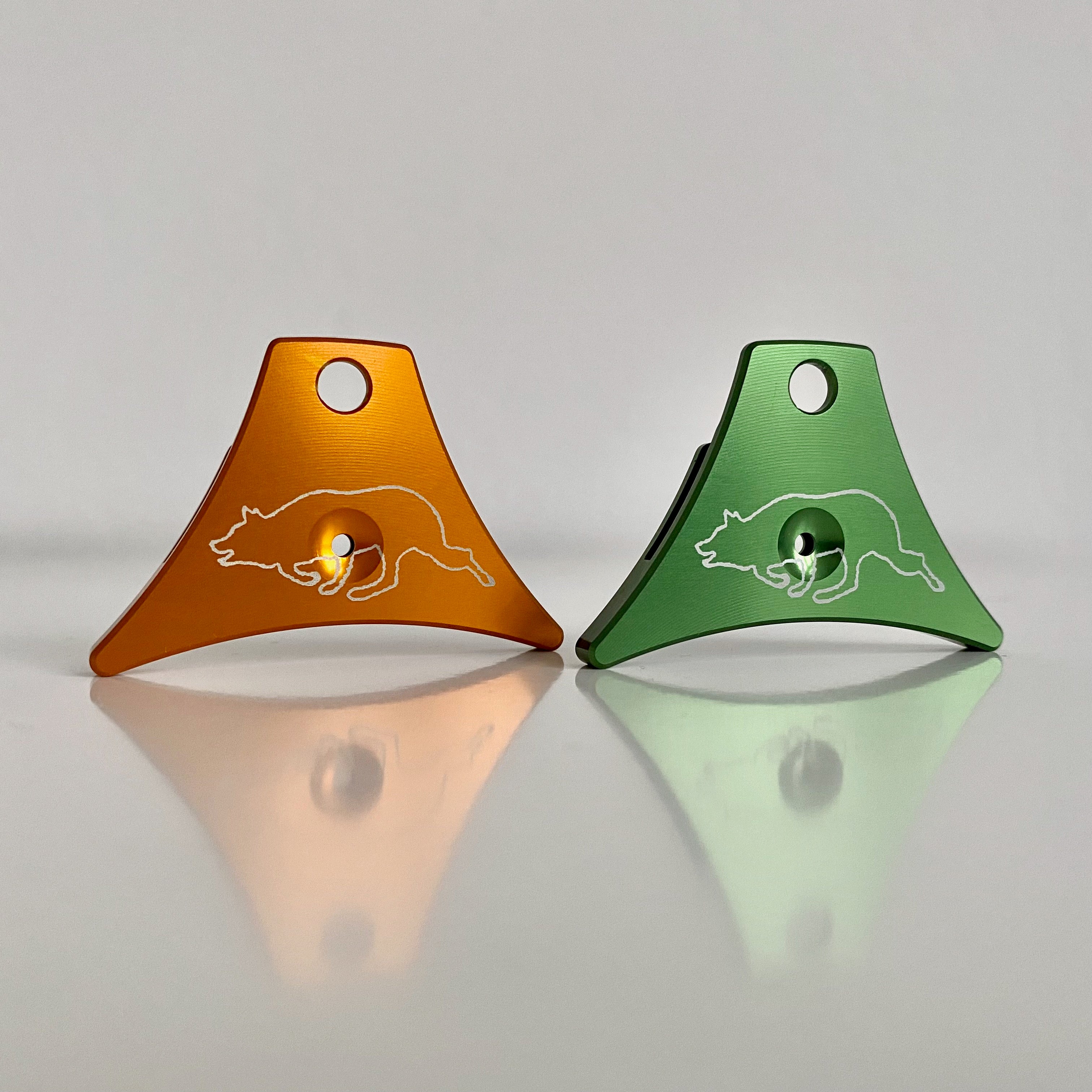 Engraved Logan A1 Aluminium Sheepdog Whistles in orange and green