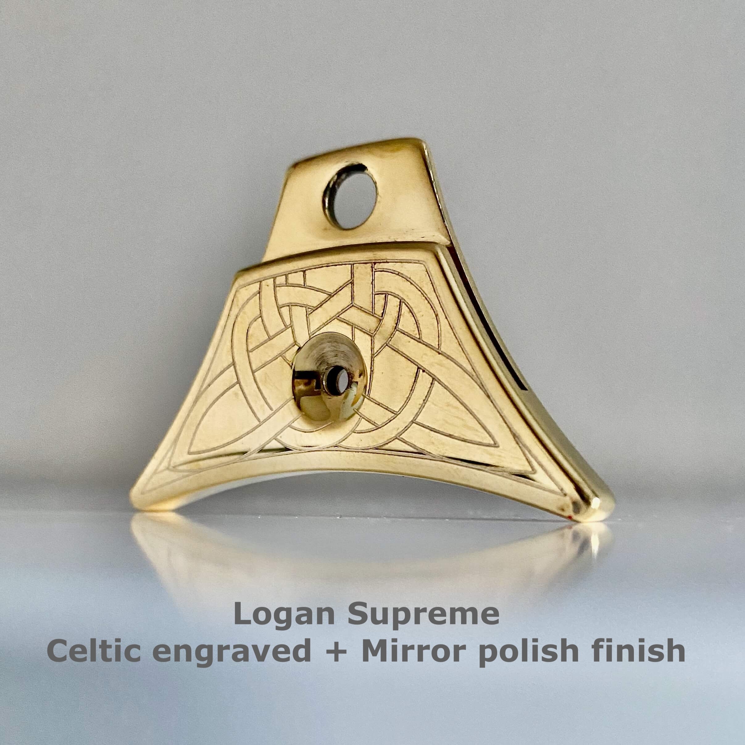 Logan Supreme brass whistle mirror polish finish and Celtic engraved pattern