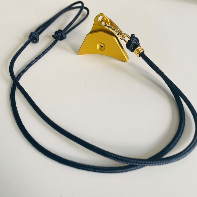 adjustable blue sailing rope lanyard and gold whistle