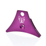Purple shepherd's whistle dog face etch