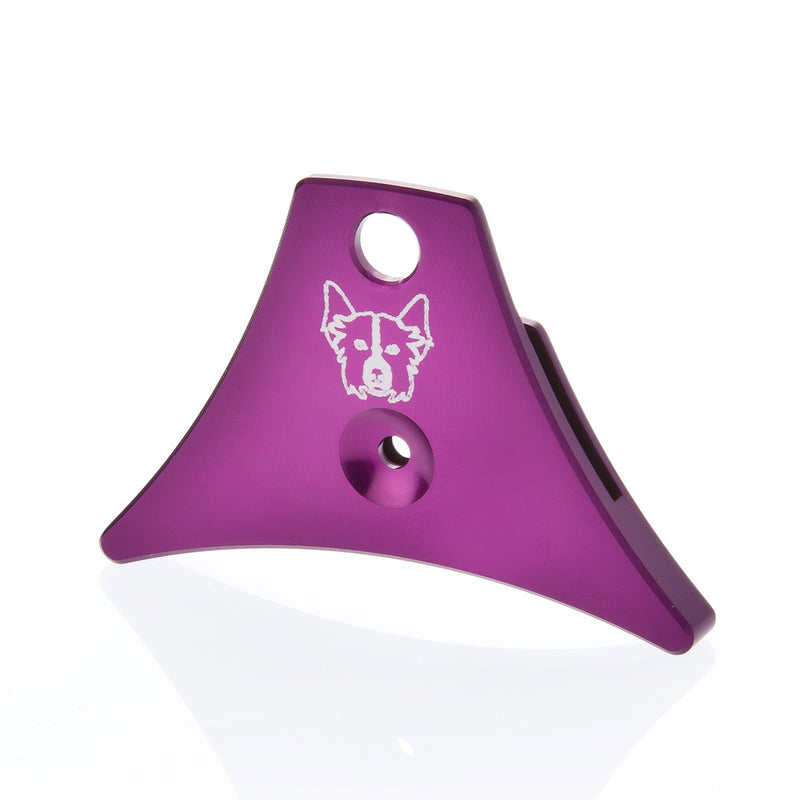 Purple shepherd's whistle dog face etch