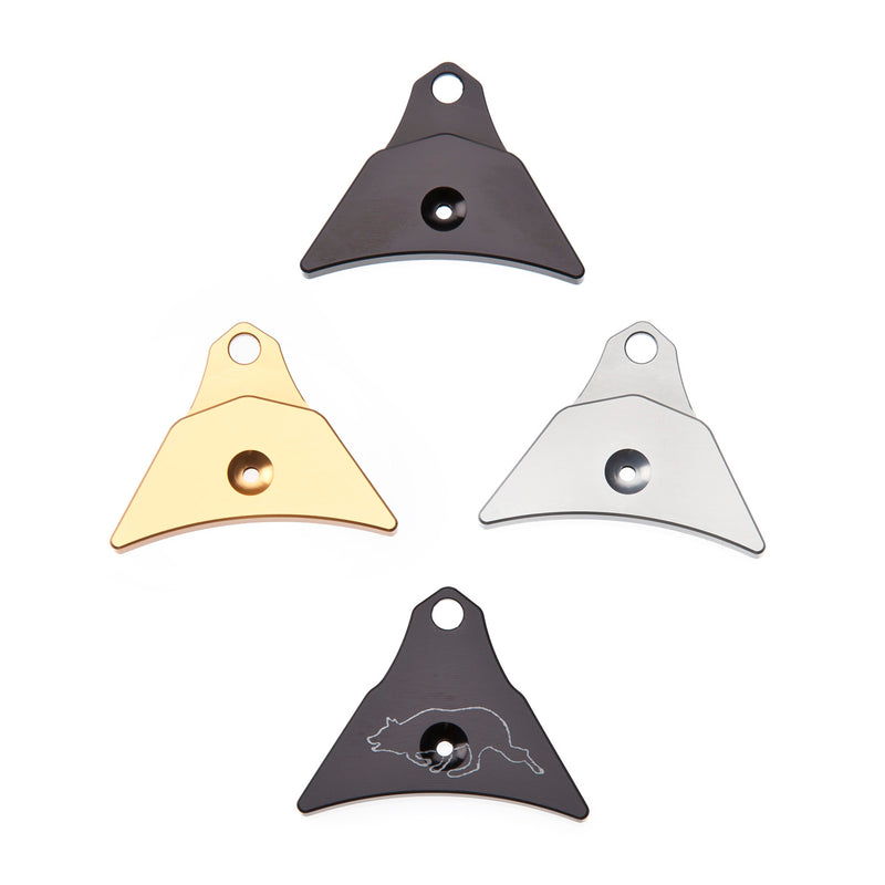 four Logan Ventura sheep dog whistles in black, silver gold