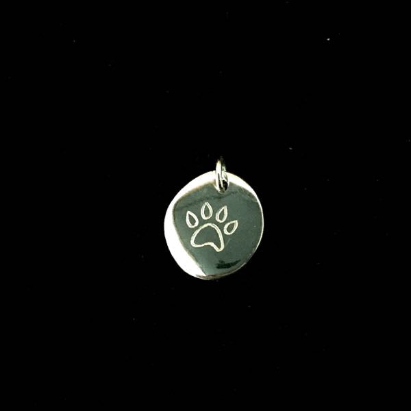 925 Sterling Silver Charm With Engraved Paw
