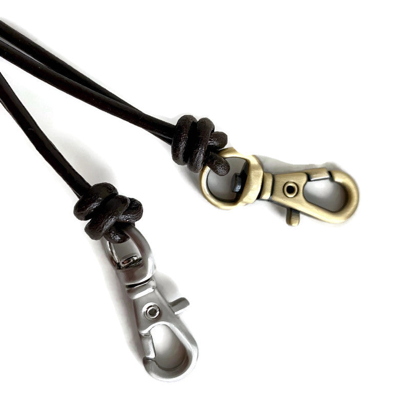 swivel clips on leather lanyard