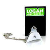 Logan Little Ventura silver colour whistle and stainless steel chain with label