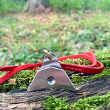 Logan 304 stainless steel whistle and red lanyard outside