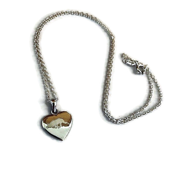 Silver Heart Border Collie Charm Necklace